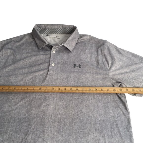 Under Armour Polo Shirt Mens XL Gray HeatGear Loose Golf Performance SS - Picture 5 of 9